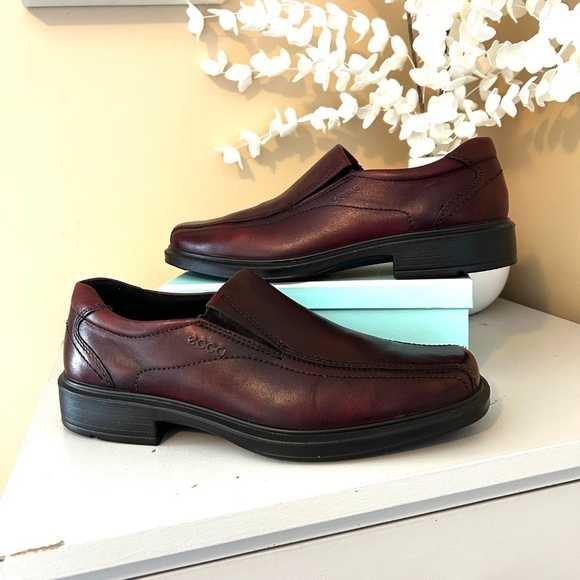 Ecco Helsinki Men’s Leather Slip On Dress Shoe Size EU41/US7.5 Oxblood/Brown - Picture 16 of 16